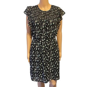 DR2 Daniel Rainn Sheer Black Floral Mini Dress Sz XS Cottagecore Fairly Grange